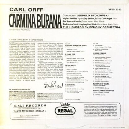 Regal SREG 2032 - Carmina Burana - Image 3