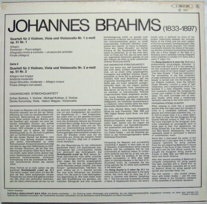 EMI C 053-11 697 - Johannes Brahms: Quartette für 2 Violinen, Vi - Image 2