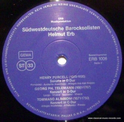 ERB Musikproduktion ERB 1006 - Purcell - Telemann - Händel - Alb - Image 3