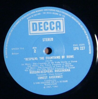 DECCA SPA 227 - The Pines Of Rome / The Fountains Of Rome - Image 2