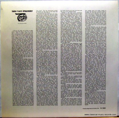 RCA Red Seal ARL1-2449 - Tashi Plays Stravinsky - Image 3