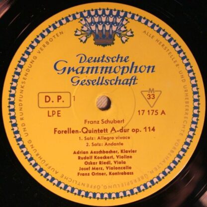 Deutsche Grammophon LPE 17175 - Forellen-Quintett - The Trout - Image 2