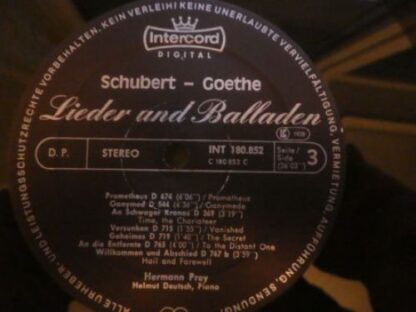 Intercord Ton GmbH 180.852 - Schubert - Goethe Lieder Und Ballad - Image 3