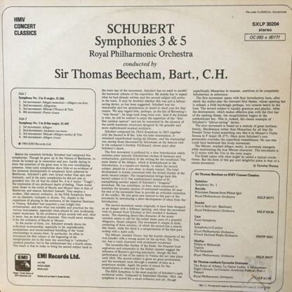 His Master's Voice SXLP 30204 - Symphonies 3 & 5 - Image 2
