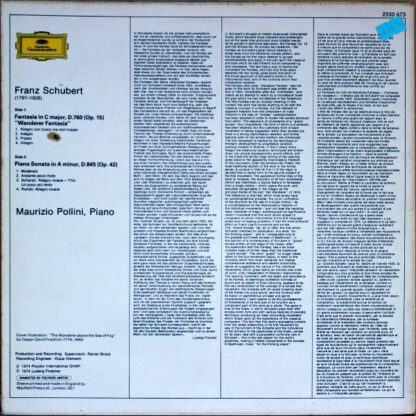 Deutsche Grammophon 2530 473 - Wanderer Fantasia / Piano Sonata - Image 2
