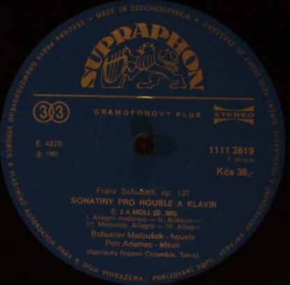 Supraphon 1111 2619 - Sonatinas For Violin and Piano, Op. 137 (S - Image 4