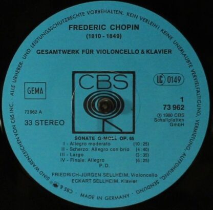 CBS 73 962 - Gesamtwerk Für Violoncello & Klavier - Image 3