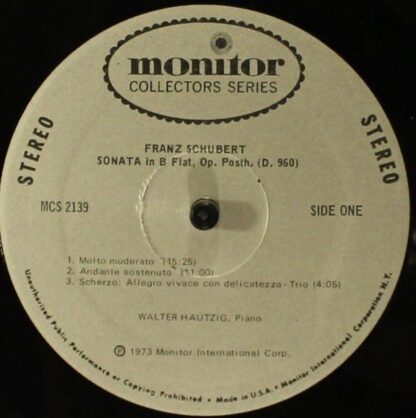 Monitor Records (2) MCS 2139 - Piano Sonata in B Flat / Moments - Image 3