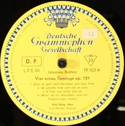 Deutsche Grammophon LPEM 19 163 - Vier Ernste Gesänge Op. 121 / - Image 3