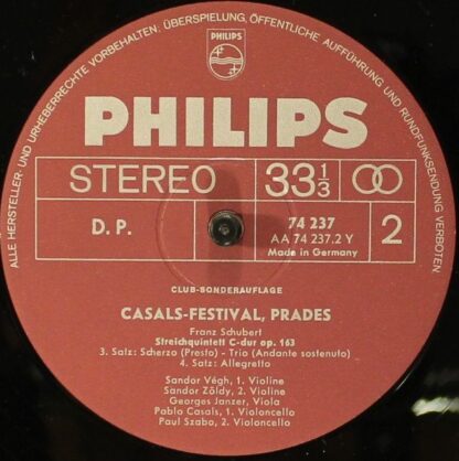 Philips 74 237 - Casals Festival: Streichquintett C-Dur Op. 163 - Image 4