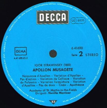 DECCA 6.41690 AN - Apollon Musagète / Pulcinella-Suite - Image 3