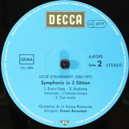 DECCA 6.41590 AN - Symphony Of Psalms / Symphony In Three Moveme - Image 4