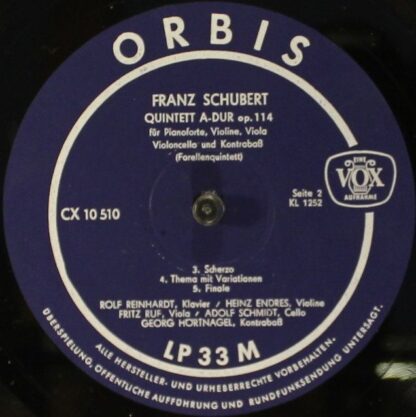 Orbis KL 1251 - Quintett A-Dur Op. 114 Für Pianoforte, Violine, - Image 2