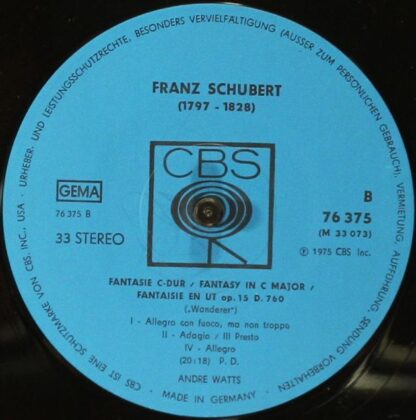 CBS 76375 - Wanderer Fantasy, Op. 15 - Sonata In A Minor, Op. 14 - Image 6