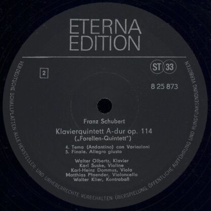 Eterna 8 25 873 - Klavierquintett A-dur Op. 114 (Forellen-Quinte - Image 4