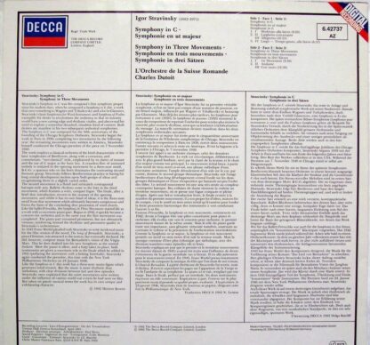 DECCA SXDL 7543 - Symphony In C - Symphony In Three Movements - Image 3