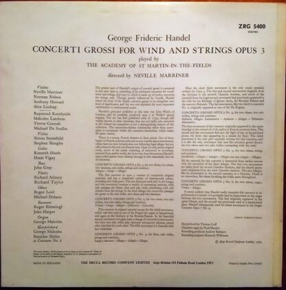 Argo ZRG 5400 - Concertos For Wind And Strings Opus 3 - Image 2