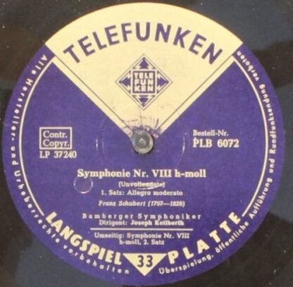 Telefunken PLB 6072 - Symphonie Nr. VIII H-Moll (Unvollendete" - Image 3