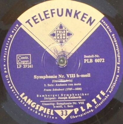 Telefunken PLB 6072 - Symphonie Nr. VIII H-Moll (Unvollendete" - Image 4