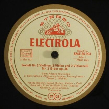 Electrola SME 80 903 - Sextett Für Streicher Nr. 2 G-dur Op. 36 - Image 3