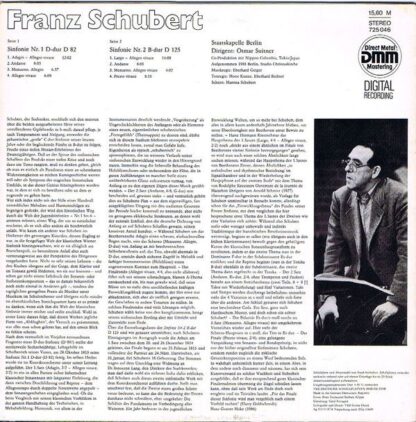 Eterna 7 25 046 - Sinfonie Nr. 1 D-Dur D 82 / Sinfonie Nr. 2 B-D - Image 2