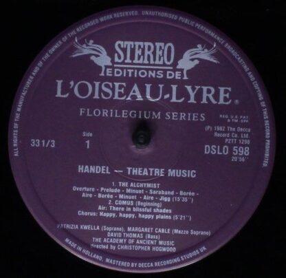 L'Oiseau-Lyre DSLO 598 - Theatre Music (The Alchymist • Comus) - Image 3