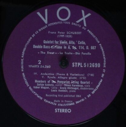 VOX (6) PL PROM I2 690 - "Trout" - Quintet D. 667 - Image 4