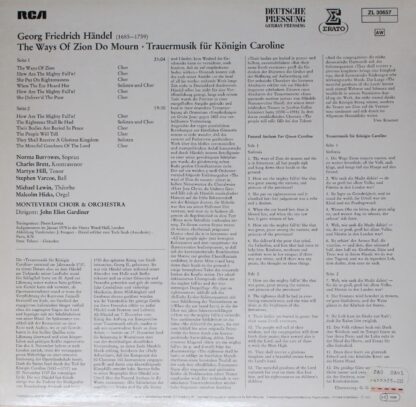 Erato ZL 30657 - The Ways Of Zion Do Mourn - Trauermusik Für Kön - Image 2