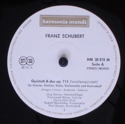 Deutsche Harmonia Mundi HM 30 515 M - Forellen-Quintett A-dur D6 - Image 3