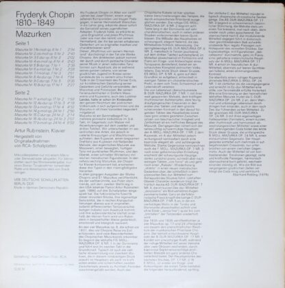 Eterna 8 26 819 - Frédéric Chopin, Arthur Rubinstein - Mazurken - Image 2