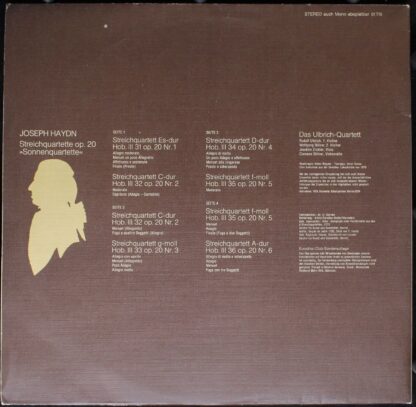 Supraphon 80600 - ULBRICH qu HAYDN op 20 rare DUCH Philips press - Image 2