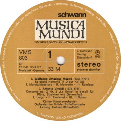 Schwann Musica Mundi VMS 803 - Heitere Serenaden - Image 3