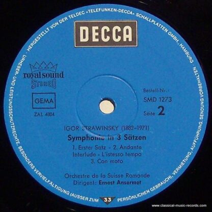 DECCA 6.41590 AN - Symphony Of Psalms / Symphony In Three Moveme - Image 4