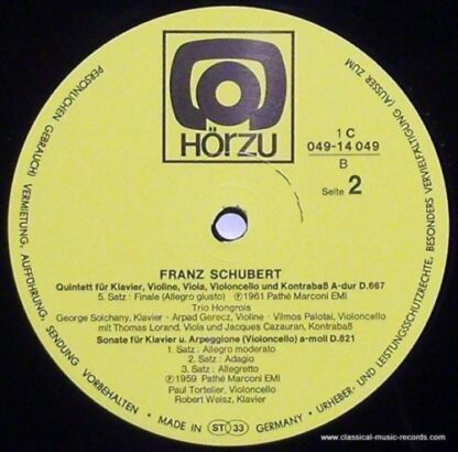 EMI 1 C 049-14 049 - Forellen-Quintett D.667 - Sonate Für Klavie - Image 3