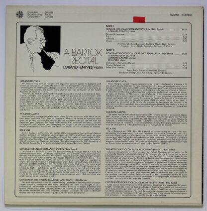 Canadian Broadcasting Corporation SM 240 - A Bartok Recital - Image 2
