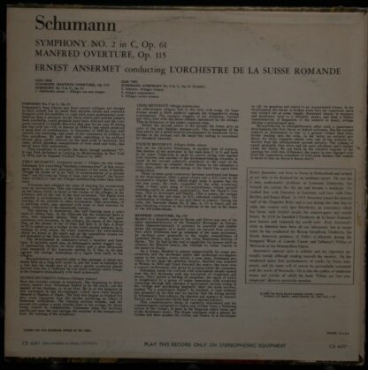 London Records CS 6457 - Symphony No. 2 In C, Op. 61 / Manfred O - Image 2