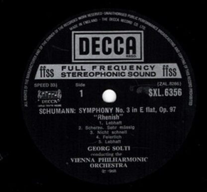 DECCA SXL 6356 - Symphony No.3, Op.97 "Rhenish" / Symphony No.4, - Image 3