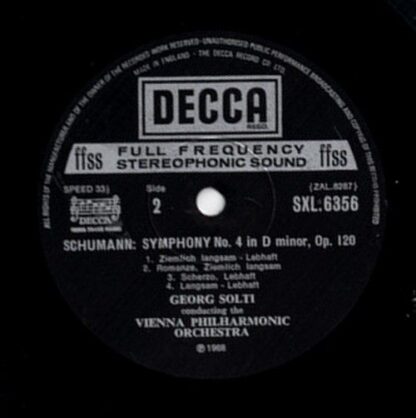 DECCA SXL 6356 - Symphony No.3, Op.97 "Rhenish" / Symphony No.4, - Image 4