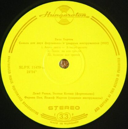 Hungaroton SLPX 11479 - Sonata For Two Pianos And Percussion • S - Image 6