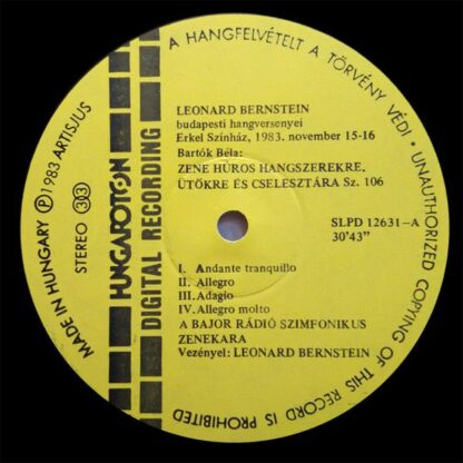 Hungaroton SLPD 12631 - Bernstein Budapesten '83: Zene / Diverti - Image 3