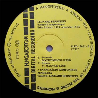 Hungaroton SLPD 12631 - Bernstein Budapesten '83: Zene / Diverti - Image 4