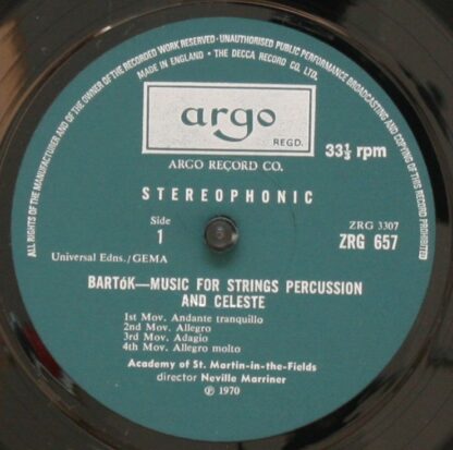 Argo ZRG 657 - Music For Strings Percussion And Celeste / Divert - Image 3