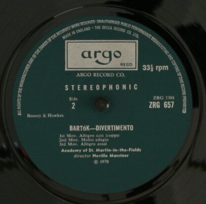 Argo ZRG 657 - Music For Strings Percussion And Celeste / Divert - Image 4