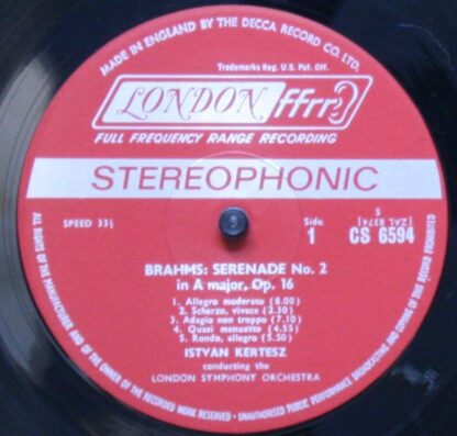 London Records CS 6594 - Serenade No. 2 In A, Op. 16 / Serenade - Image 3