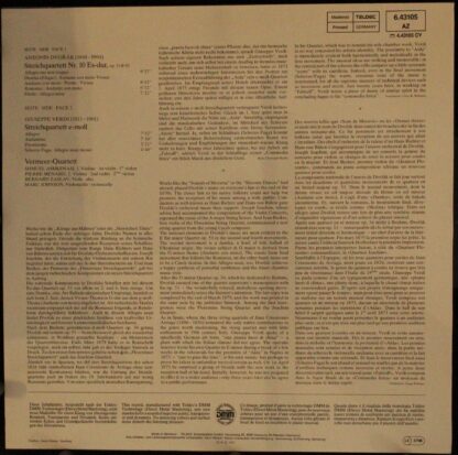 TELDEC 6.43105 AZ - Streichquartett Nr. 10 Es-dur, Op. 51 / Stre - Image 2