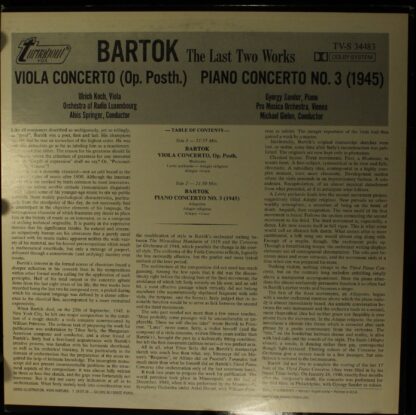 Turnabout TV-S 34483 - The Last Two Works (Viola Concerto / Pian - Image 2