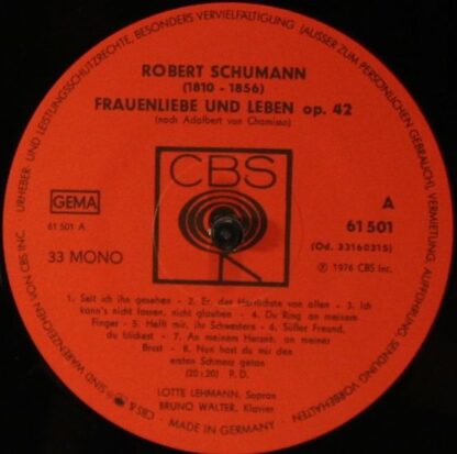 CBS 61 501 - Frauenliebe Und - Leben Op. 42 / Dichterliebe Op. 4 - Image 3