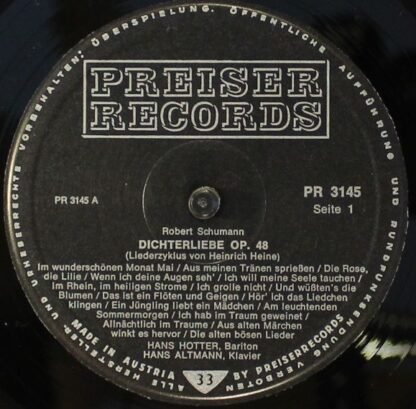 Preiser Records PR 3145 - Dichterliebe Op. 48 / Ausgewählte Lied - Image 3
