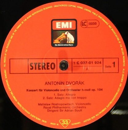 EMI 1C 037-01 924 - Konzerte Für Violoncello Und Orchester - Image 3