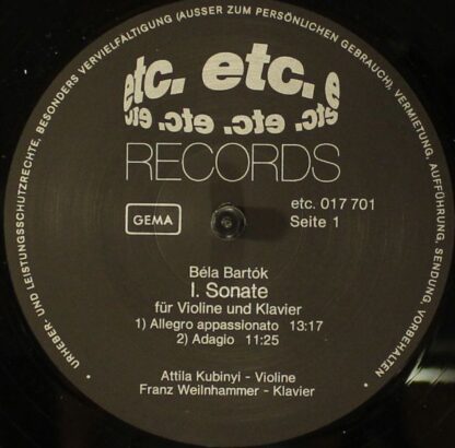 Etc. Records 017 701 - I. Sonate Für Violine Und Klavier / II. S - Image 3